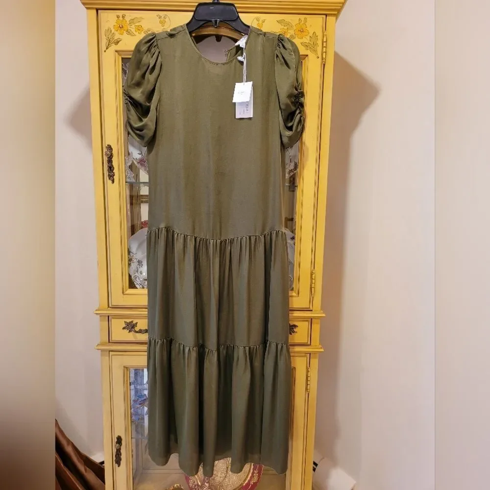 $378 CAMI NYC Winona 100% Silk Dress in Moss XS - Picture 6 of 11